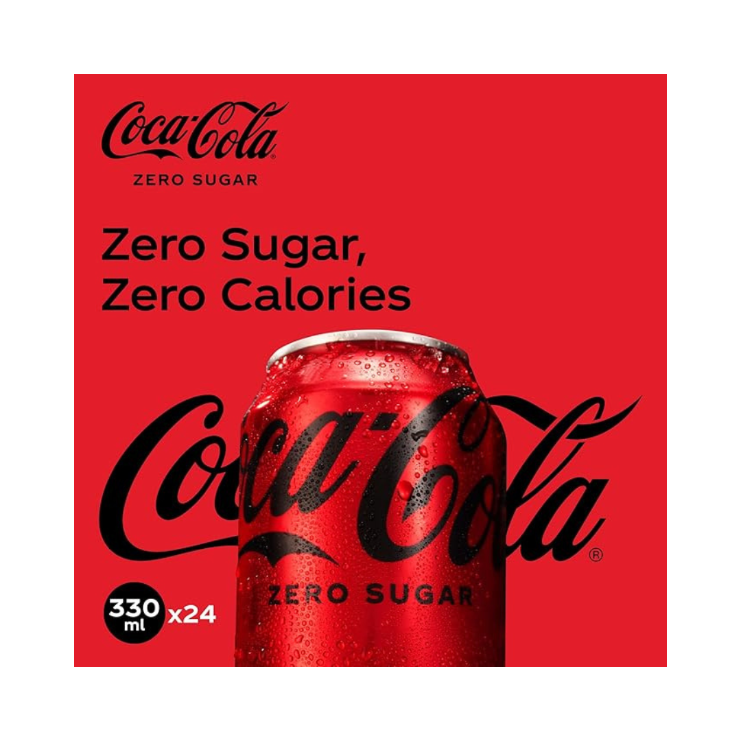 Coca Cola Zero Calories – Carbonated Soft Drink 330 ml (Cartoon of 24pcs)