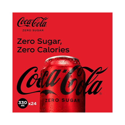 Coca Cola Zero Calories – Carbonated Soft Drink 330 ml (Cartoon of 24pcs)