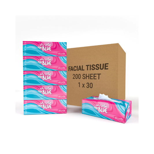 Mai Blue Facial Tissue – 200 Sheets x 2 Ply (Pack of 5 x 6)